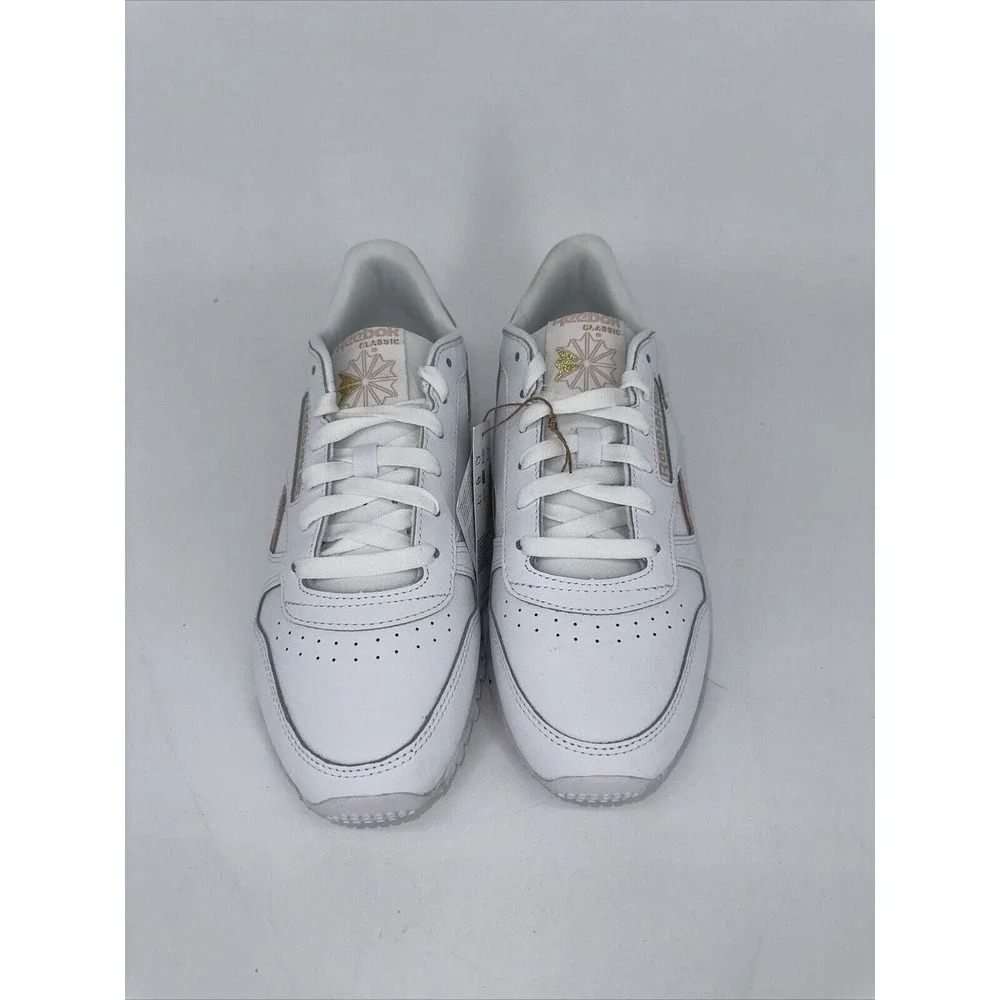 Reebok Classic Leather Womens White Cheetah Print Sneakers GY7173 Size‎ 9 NEW